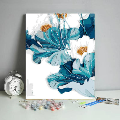 Teal Lotus Bloom - 40x50 cm paint by numbers kit