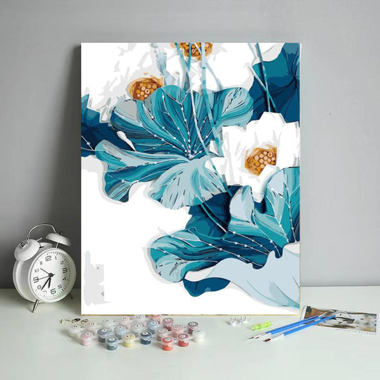 Teal Lotus Bloom - 40x50 cm paint by numbers kit