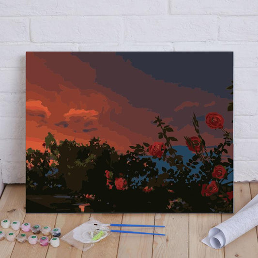 Roses at Crimson Sunset - 40x50 cm paint by numbers kit