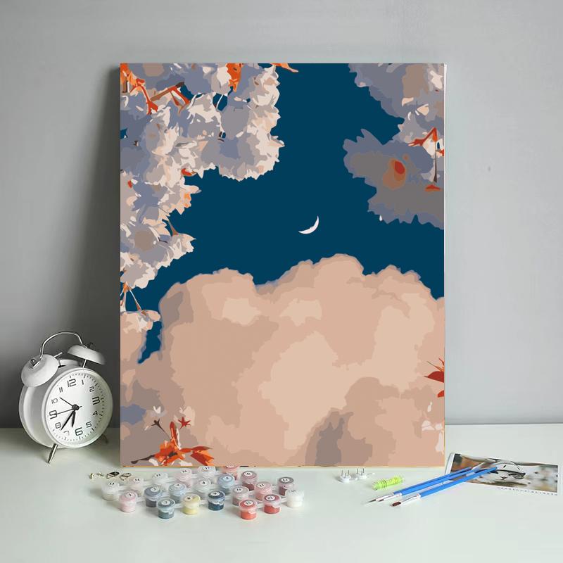 Moon Between Blossom Clouds - 40x50 cm paint by numbers kit