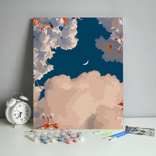 Moon Between Blossom Clouds - 40x50 cm paint by numbers kit