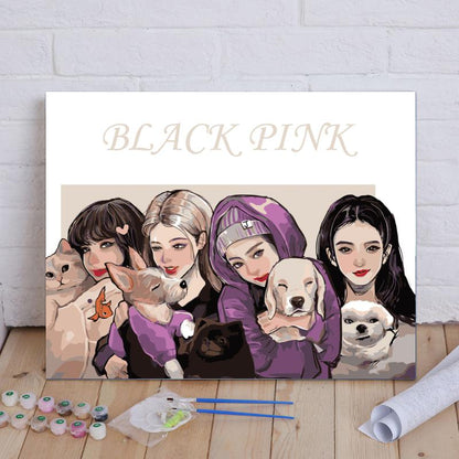Pop Stars and Their Pets - 40x50 cm paint by numbers kit