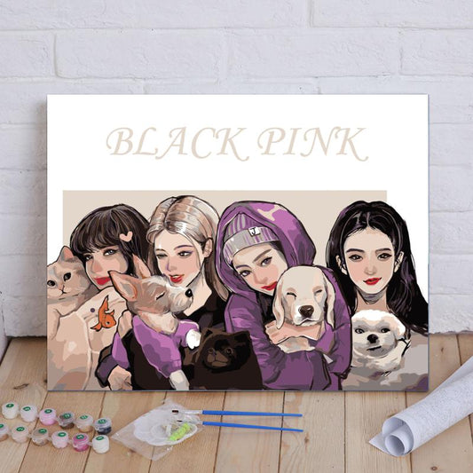 Pop Stars and Their Pets - 40x50 cm paint by numbers kit