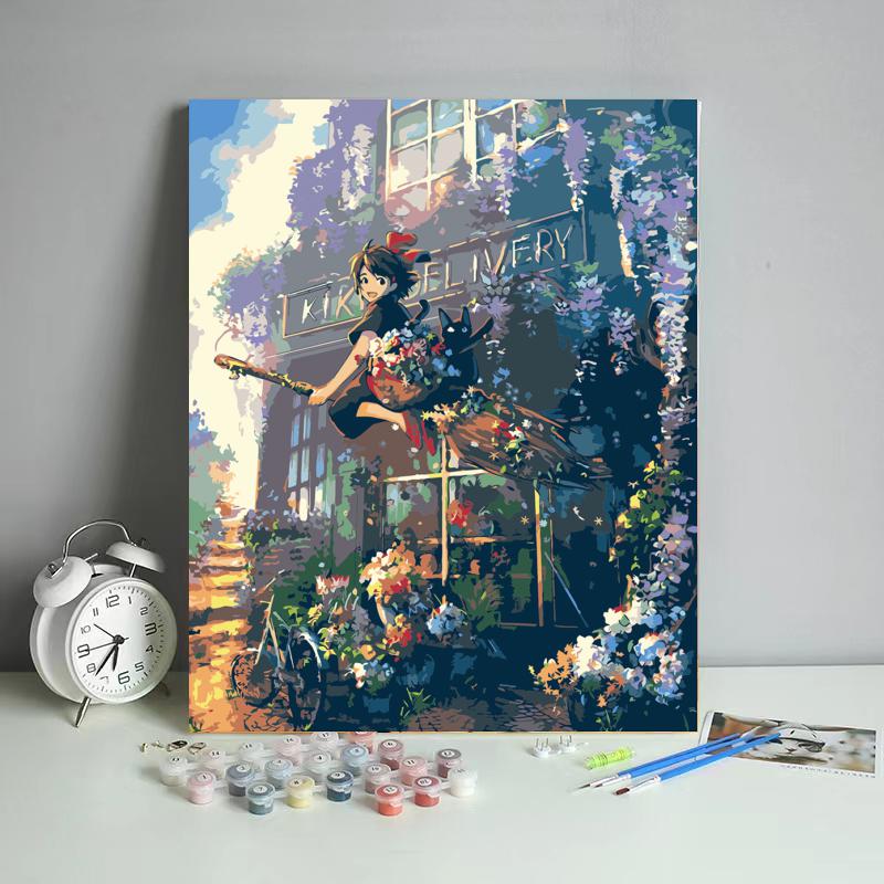 Floral Witch Delivery - 40x50 cm paint by numbers kit