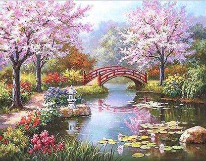 Cherry Blossom Garden Bridge