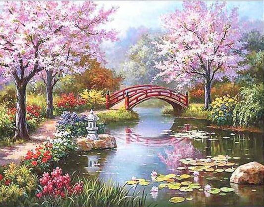 Cherry Blossom Garden Bridge