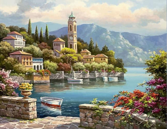 Lakeside Village with Bell Tower