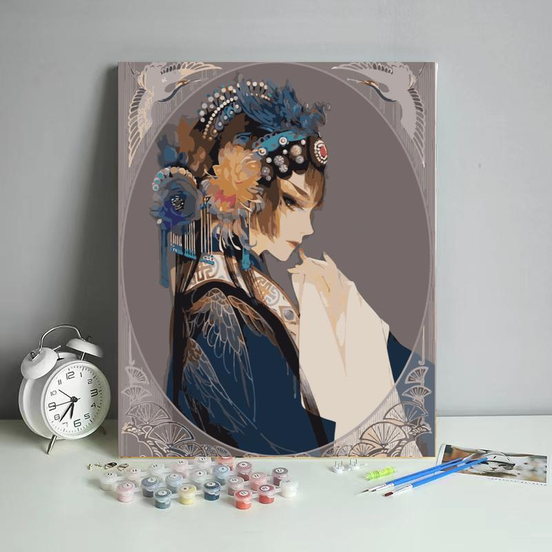 Blue Feather Opera Beauty - 40x50 cm paint by numbers kit