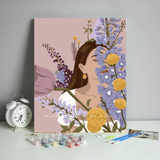 Woman Behind Wildflowers - 40x50 cm paint by numbers kit