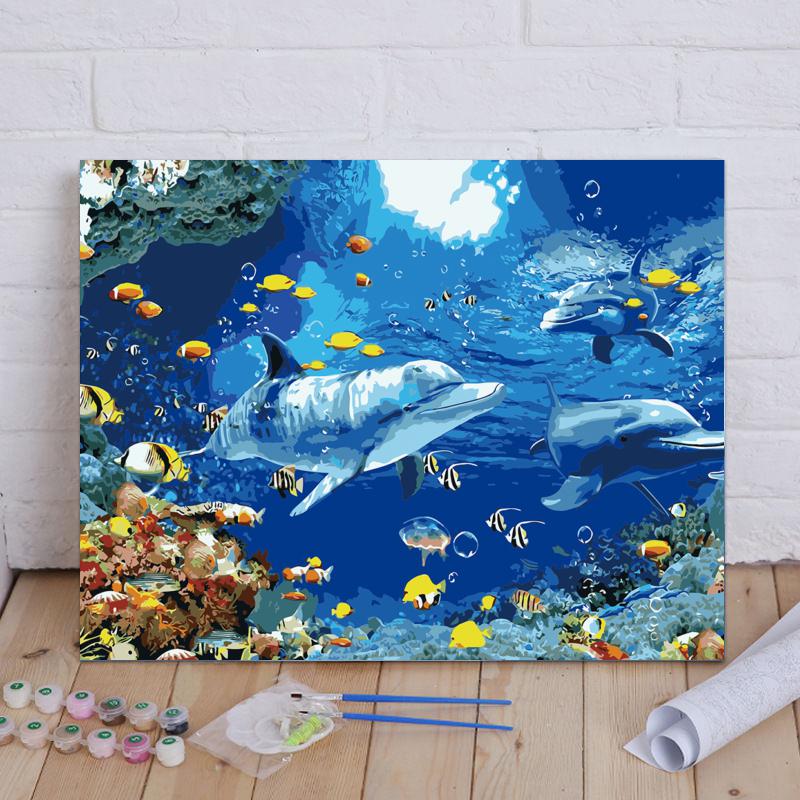 Dolphins in the Coral Reef - 40x50 cm paint by numbers kit