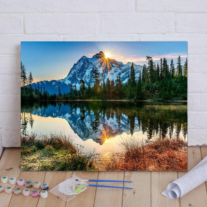 Mountain Lake Sunrise Reflection - 40x50 cm paint by numbers kit