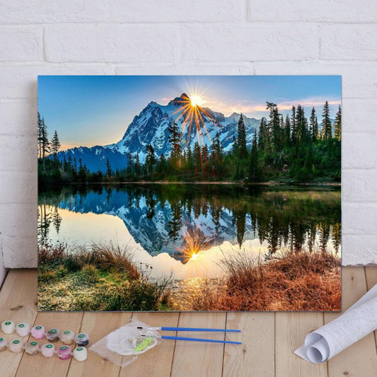 Mountain Lake Sunrise Reflection - 40x50 cm paint by numbers kit