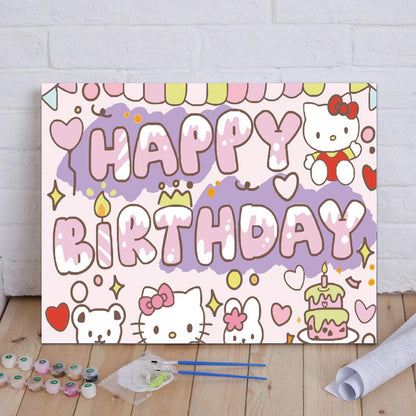 Cute Birthday Friends - 40x50 cm paint by numbers kit