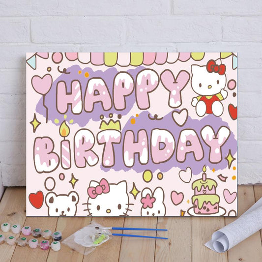 Cute Birthday Friends - 40x50 cm paint by numbers kit