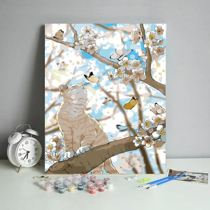 Cat Among Spring Blossoms - 40x50 cm paint by numbers kit