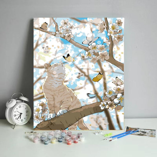 Cat Among Spring Blossoms - 40x50 cm paint by numbers kit