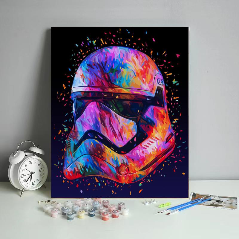 Neon Galactic Trooper Helmet - 40x50 cm paint by numbers kit