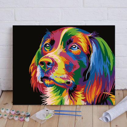 Rainbow Pop Art Dog Portrait - 40x50 cm paint by numbers kit
