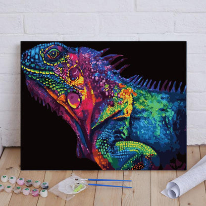Rainbow Pop Art Iguana - 40x50 cm paint by numbers kit