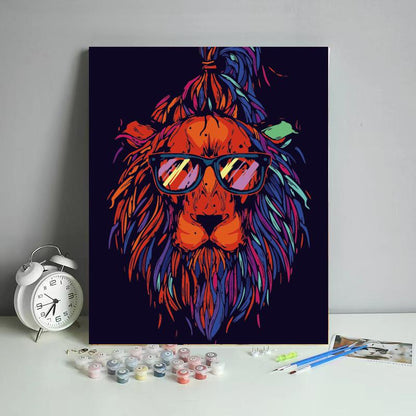 Neon Cool Lion - 40x50 cm paint by numbers kit