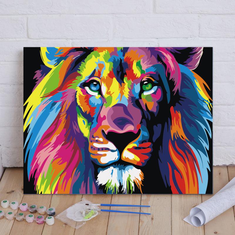 Rainbow Lion Majesty - 40x50 cm paint by numbers kit