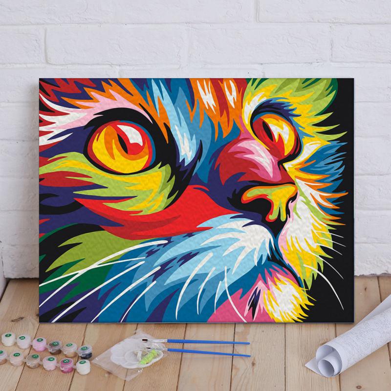 Rainbow Cat Close Up - 40x50 cm paint by numbers kit