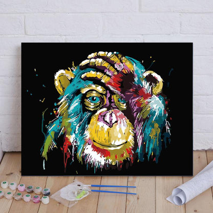 Colorful Thoughtful Chimpanzee - 40x50 cm paint by numbers kit