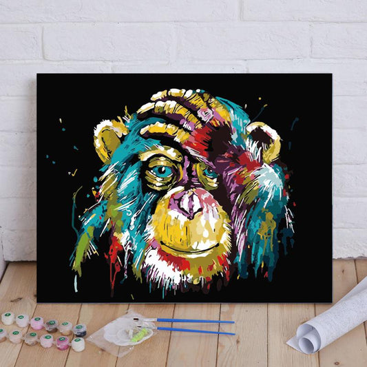 Colorful Thoughtful Chimpanzee - 40x50 cm paint by numbers kit