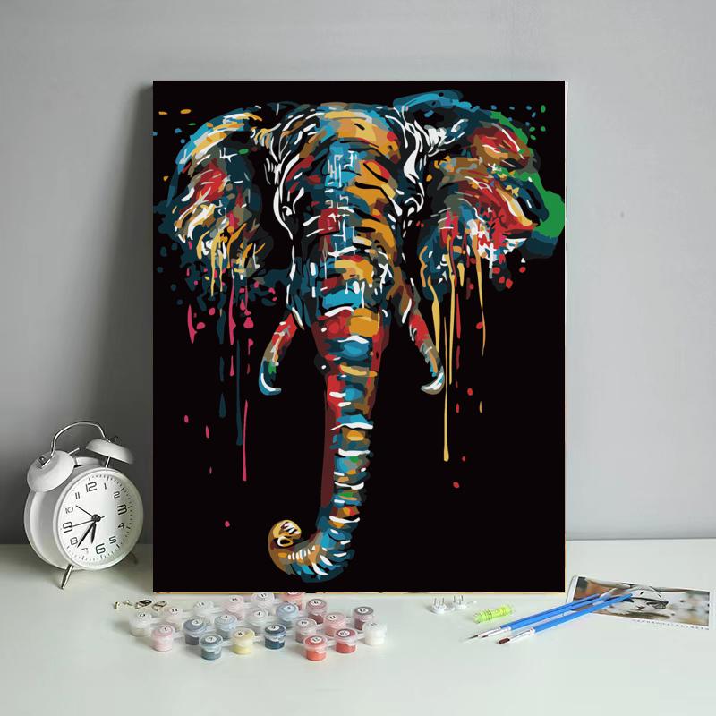 Dripping Color Elephant - 40x50 cm paint by numbers kit