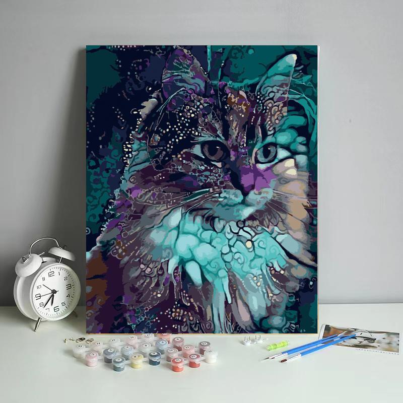 Mystic Blue Cat Portrait - 40x50 cm paint by numbers kit