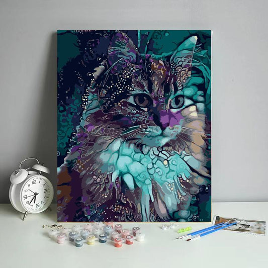 Mystic Blue Cat Portrait - 40x50 cm paint by numbers kit