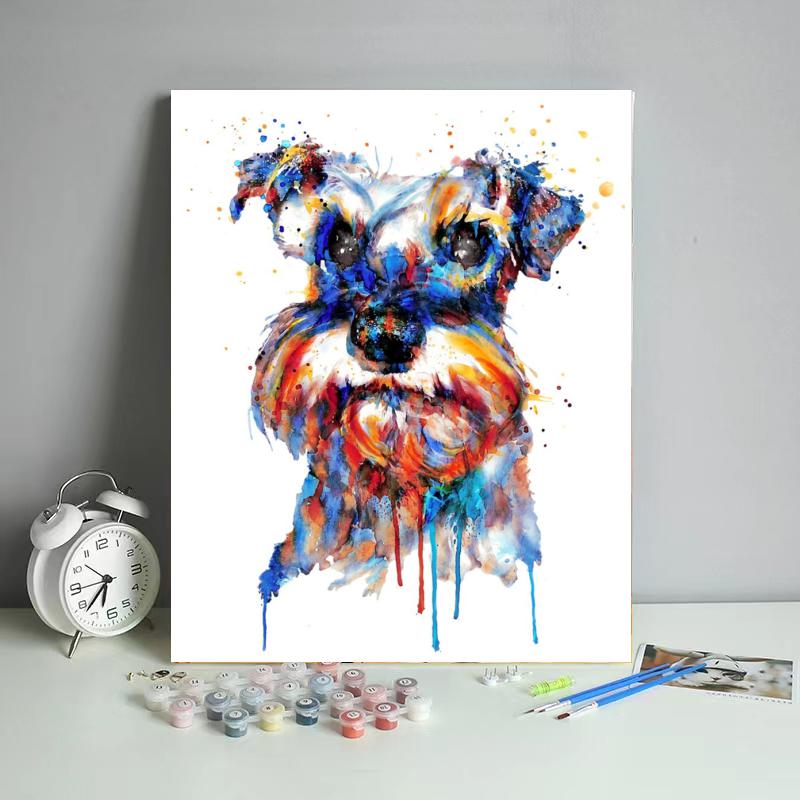 Watercolor Schnauzer Portrait - 40x50 cm paint by numbers kit