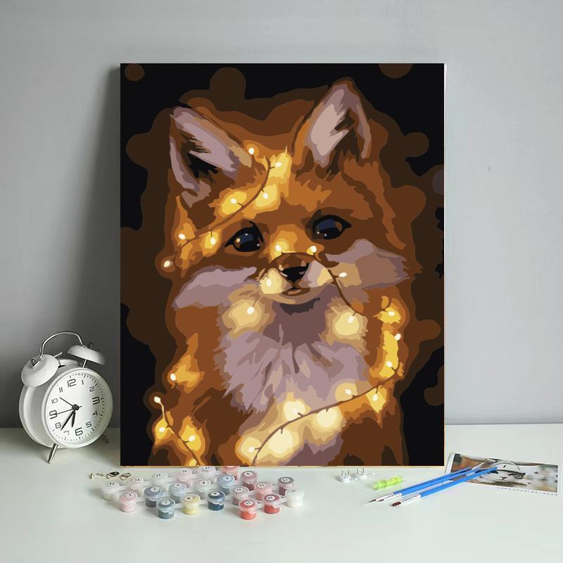 Fox Wrapped in Fairy Lights - 40x50 cm paint by numbers kit