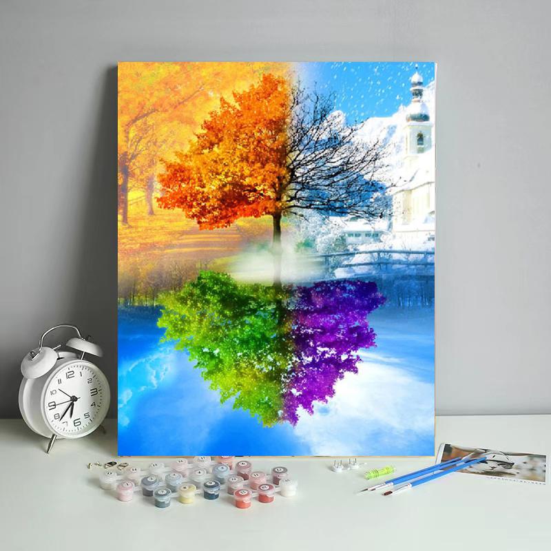 Four Seasons Reflection Tree - 40x50 cm paint by numbers kit