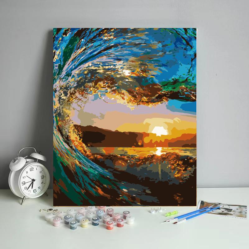 Ocean Wave Sunset - 40x50 cm paint by numbers kit