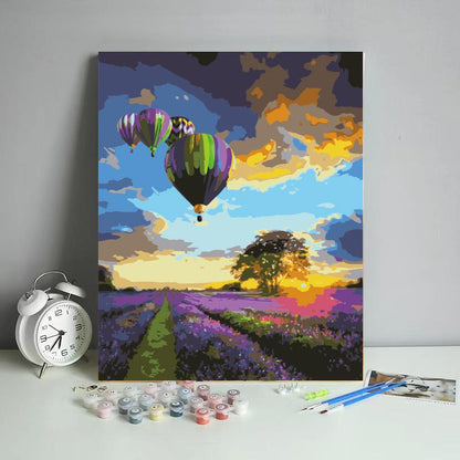Hot Air Balloons Over Lavender Fields - 40x50 cm paint by numbers kit
