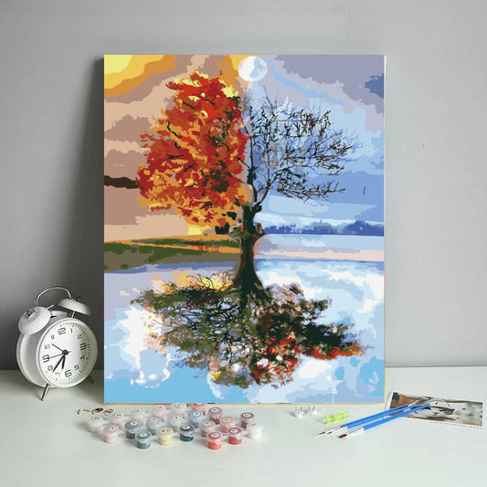 Autumn Winter Reflection Tree - 40x50 cm paint by numbers kit