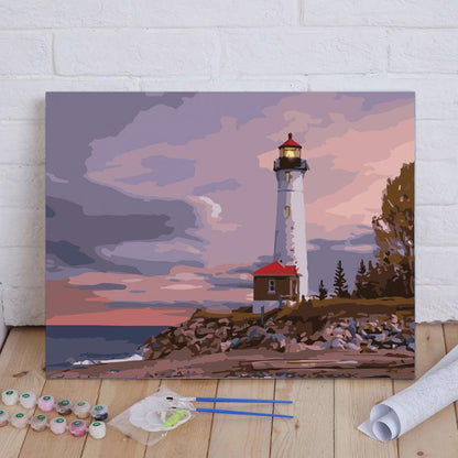 Lighthouse at Pastel Sunset - 40x50 cm paint by numbers kit