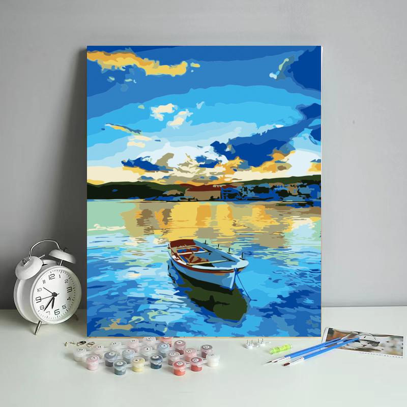 Golden Sunset Rowboat - 40x50 cm paint by numbers kit