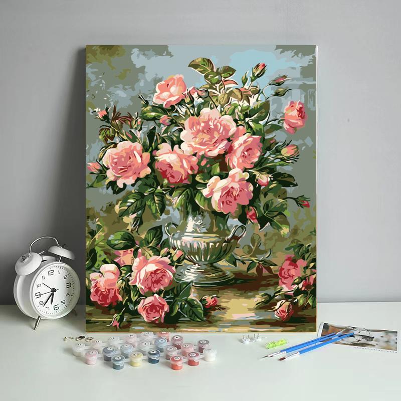 Vintage Pink Rose Bouquet - 40x50 cm paint by numbers kit