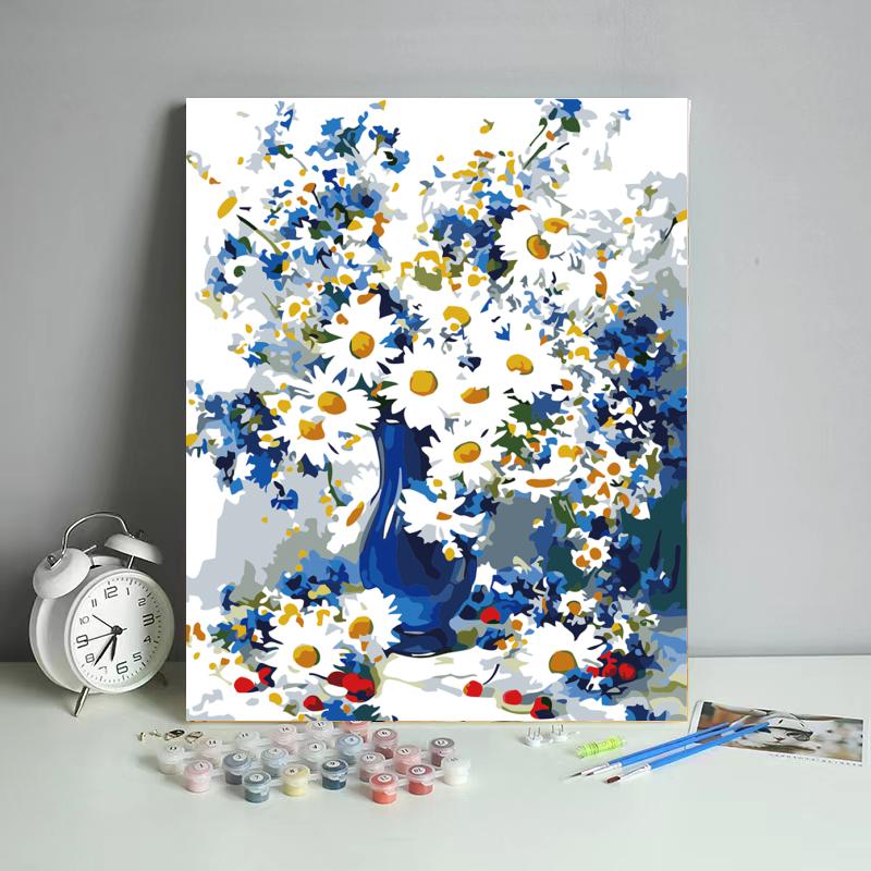Blue Vase of Daisies - 40x50 cm paint by numbers kit