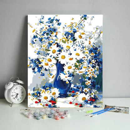 Blue Vase of Daisies - 40x50 cm paint by numbers kit