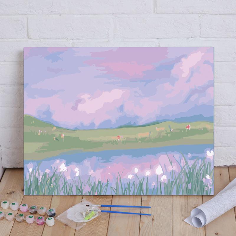 Pastel Meadow by the Lake - 40x50 cm paint by numbers kit