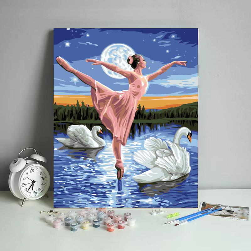 Moonlit Swan Ballet - 40x50 cm paint by numbers kit