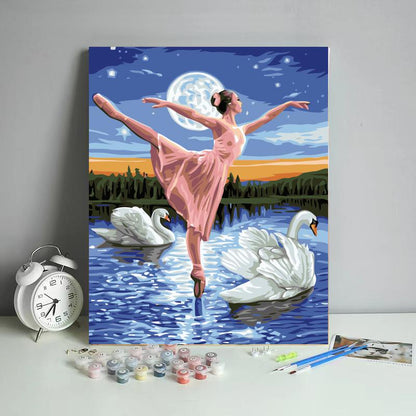 Moonlit Swan Ballet - 40x50 cm paint by numbers kit