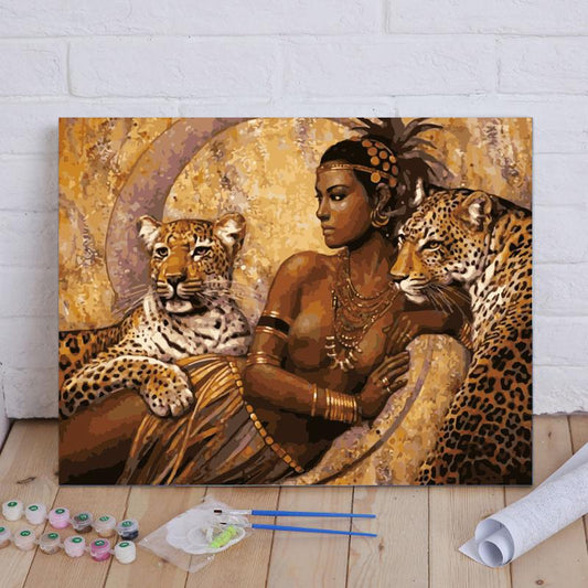 Golden Leopard Guardian - 40x50 cm paint by numbers kit