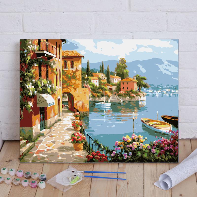 Mediterranean Lakeside Haven - 40x50 cm paint by numbers kit