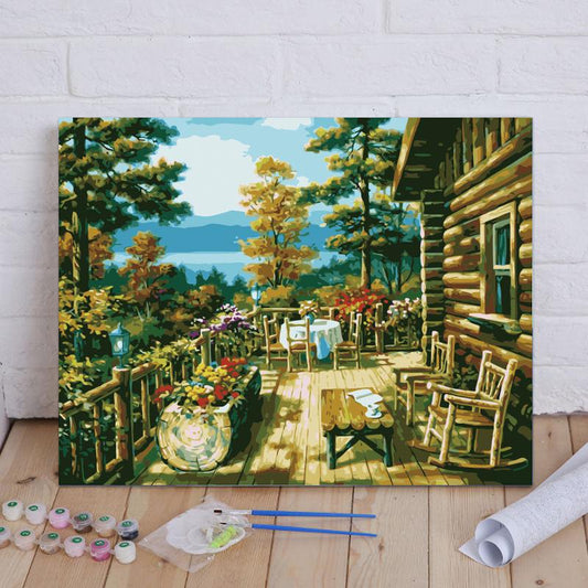 Cabin Deck by the Lake - 40x50 cm paint by numbers kit