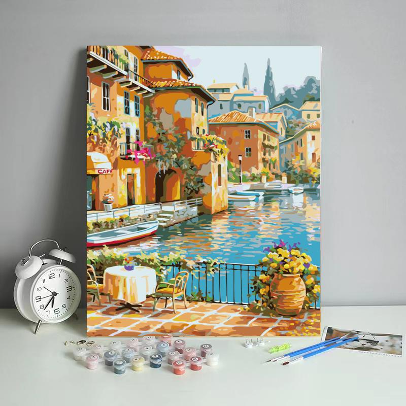 Twilight Canal Reflections - 40x50 cm paint by numbers kit
