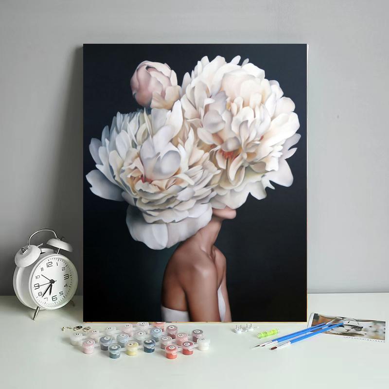 Ivory Peony Muse - 40x50 cm paint by numbers kit